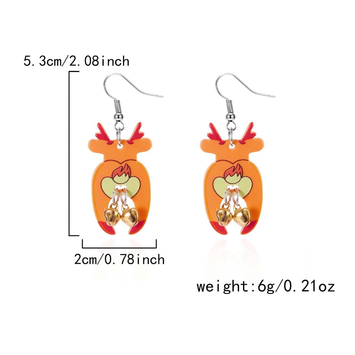 E4283 Aretes reno de Navidad acrílico 3.5cm