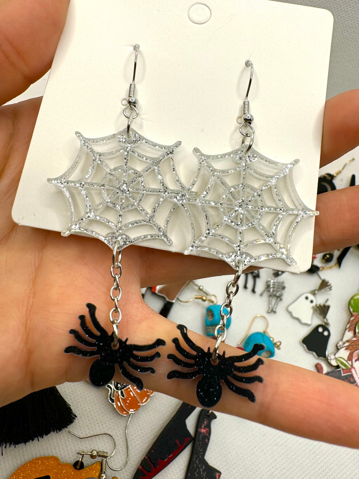 E524 Aretes Araña Telaraña Halloween