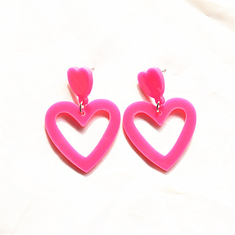 E2445R Aretes corazon acrilico 5cm ligeros