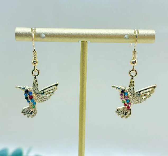 E4655 Aretes colibri aleacion 3.5cm