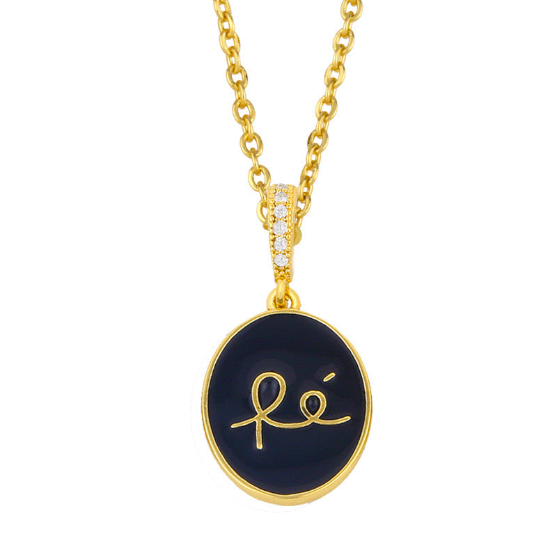 C485 Collar fe cobre largo 25cm largo dije 2.5cm