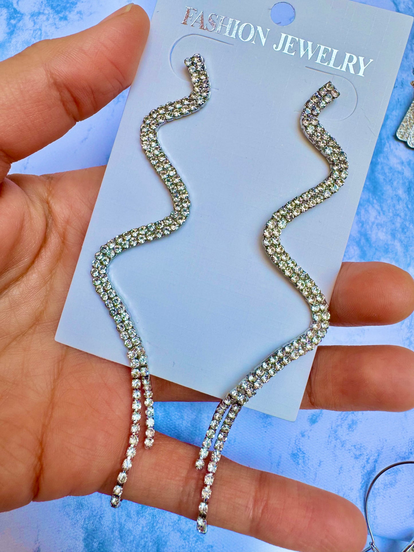 E34P Aretes serpiente zirconia 11cm plateado