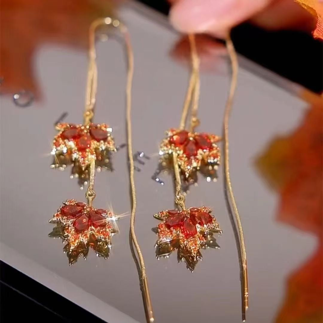 E7091 Aretes flor de otoño violador aleacion 9cm