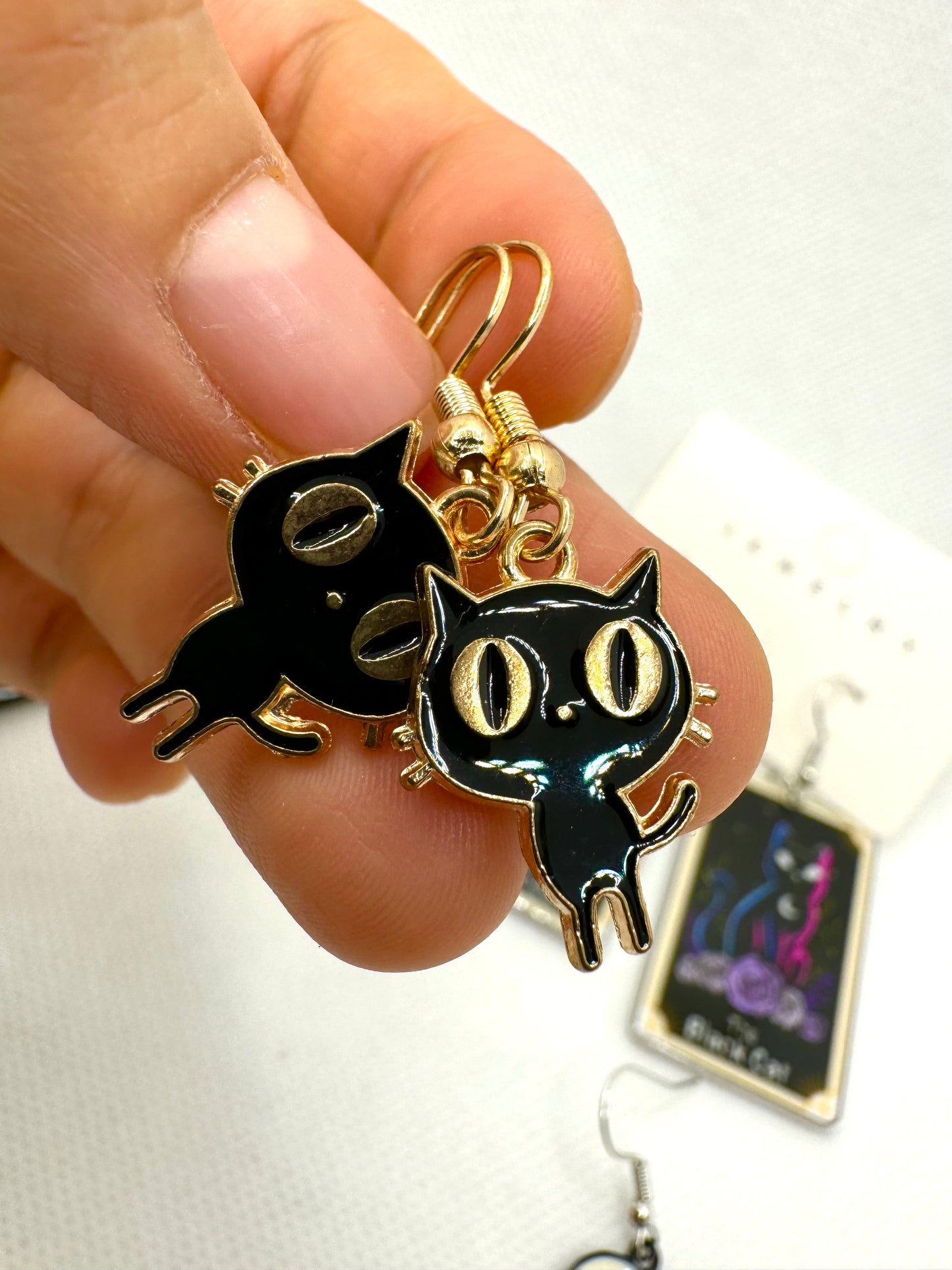 E530 Aretes Gato Negro Halloween