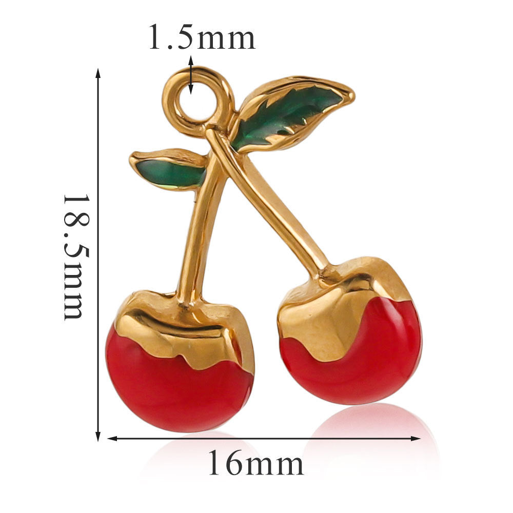 J402 Dije para collar cereza acero inoxidable