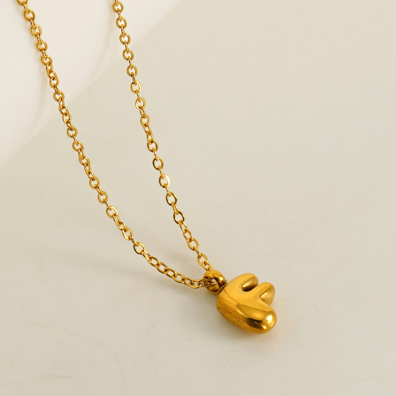 J480F Collar letra F dorada acero inoxidable chapado en oro 18k largo 23cm dije 0.8cm