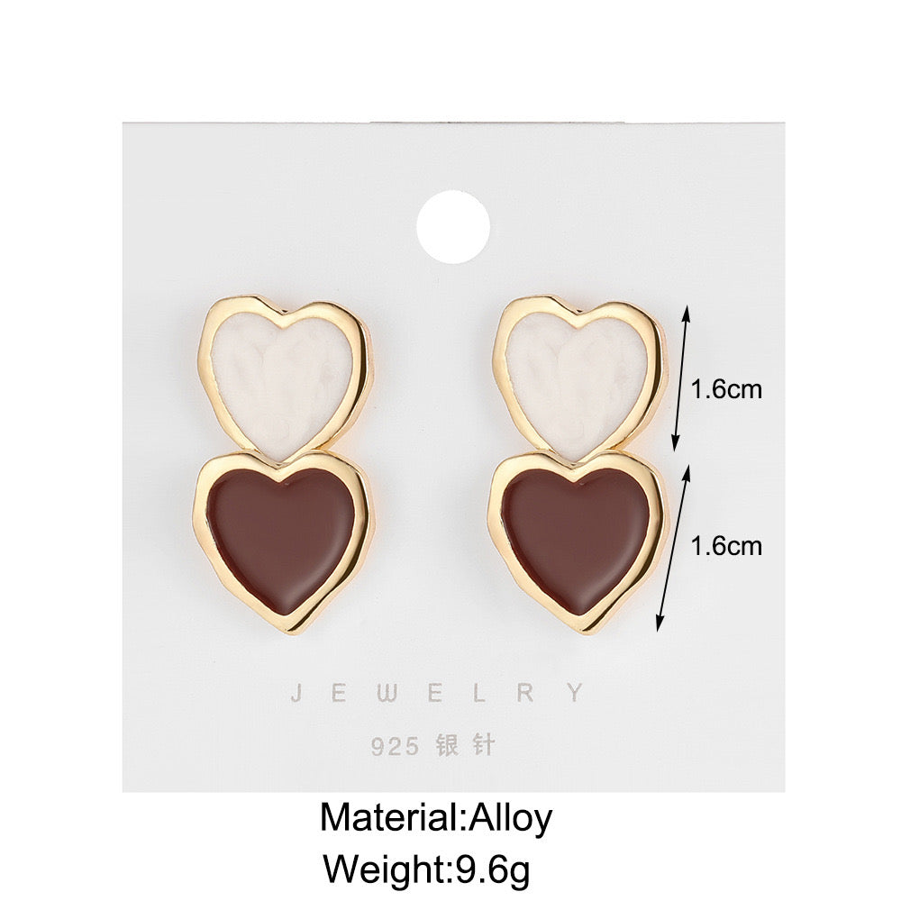 E2874 Aretes corazones aleacion esmaltado 2cm