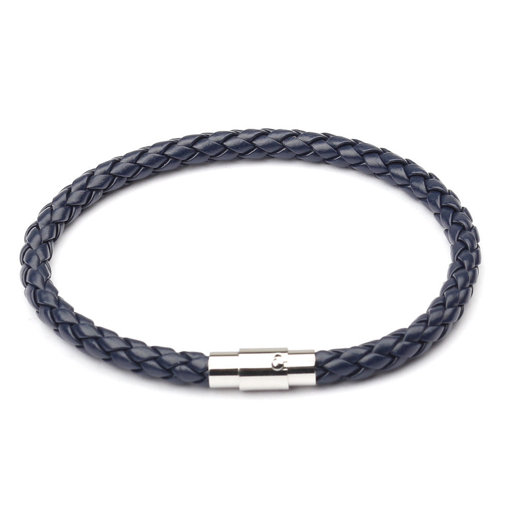 B304A Pulsera caballero cuero sintetico hebilla acero inoxidable magnetica