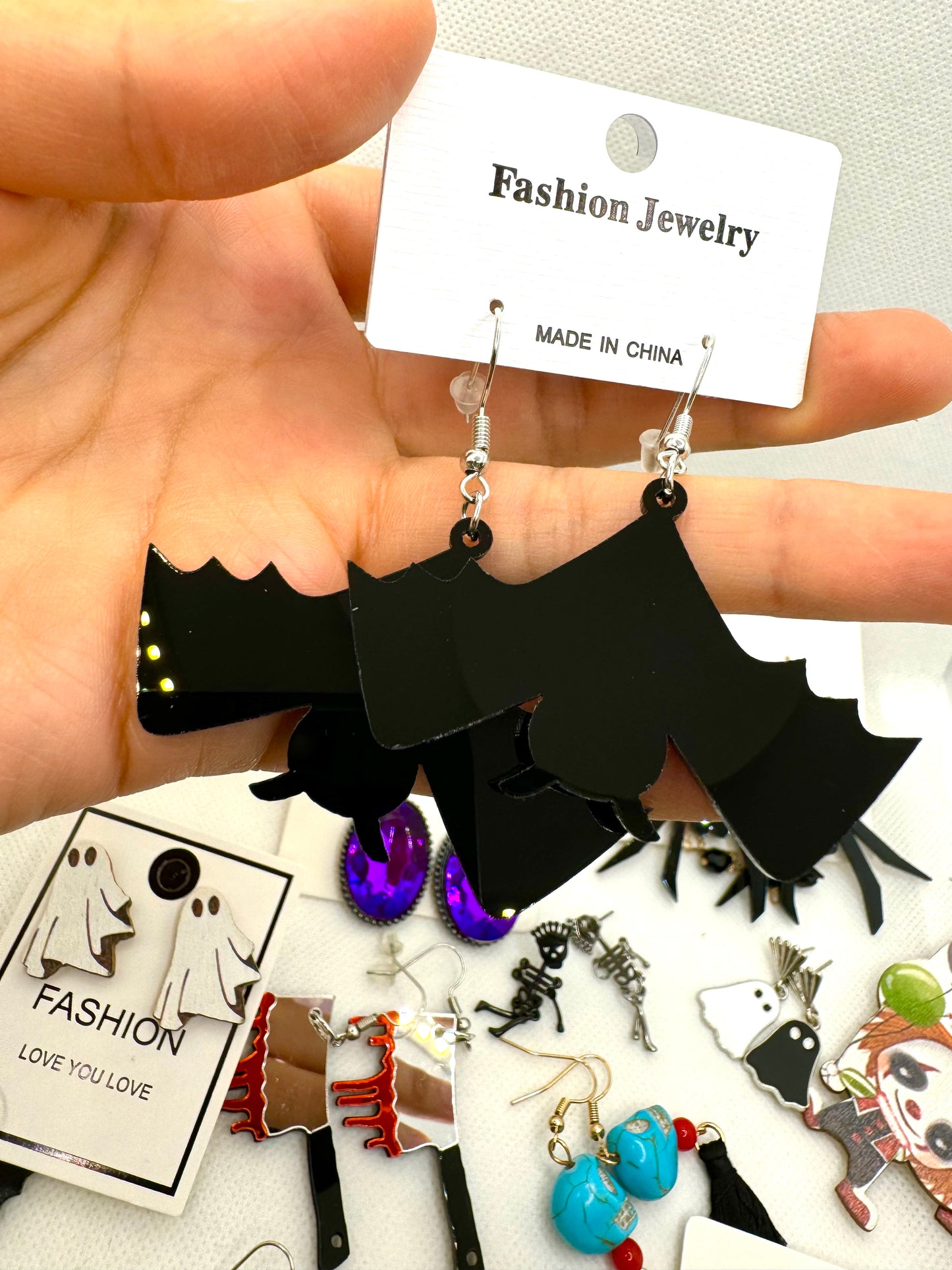E277 Aretes murciélago acrílico ligero 5cm