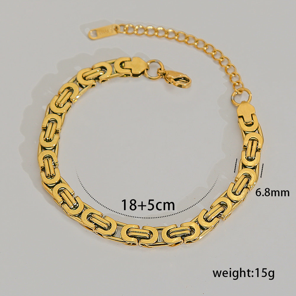 B348 Pulsera dorada acero inoxidable 23cm