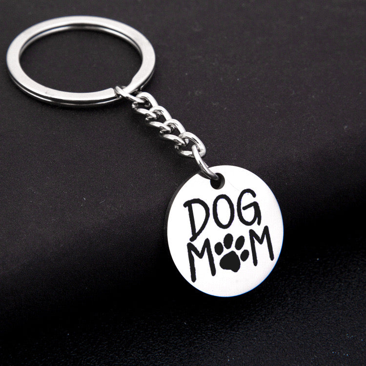 K43 Llavero Dog mom acero inoxidable 8cm