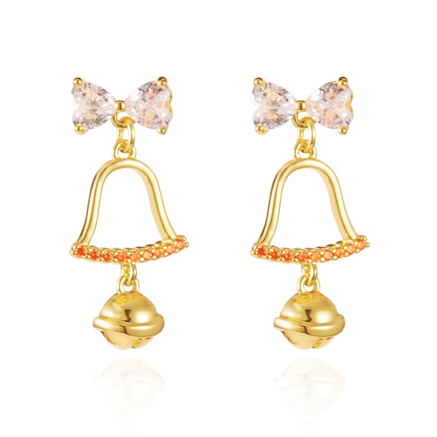 E4263 Aretes campanas doradas navideñas 2cm