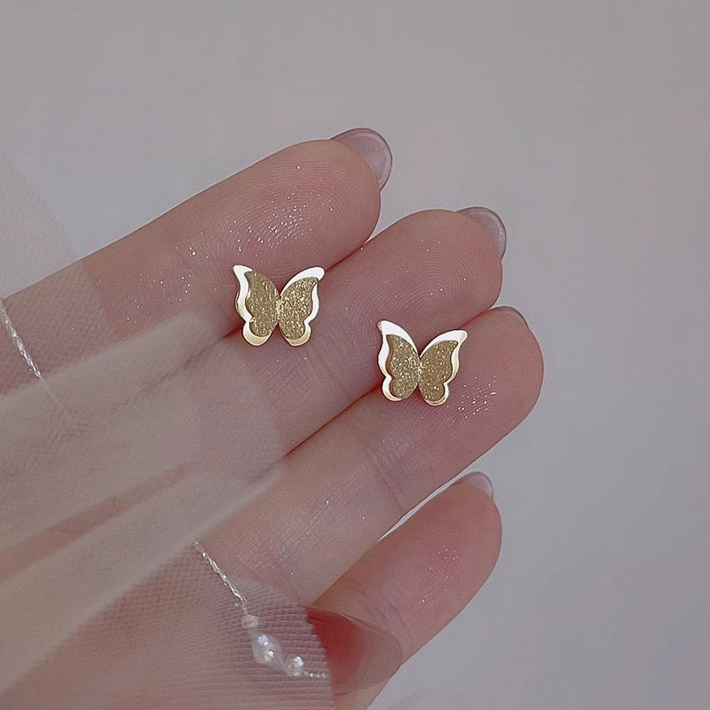 E2580 Aretes mariposa acero inoxidable 1cm