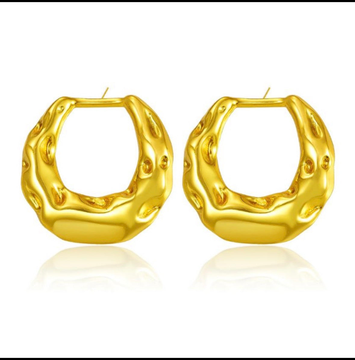 E5493 Aretes circulares dorados acero inoxidable 3cm