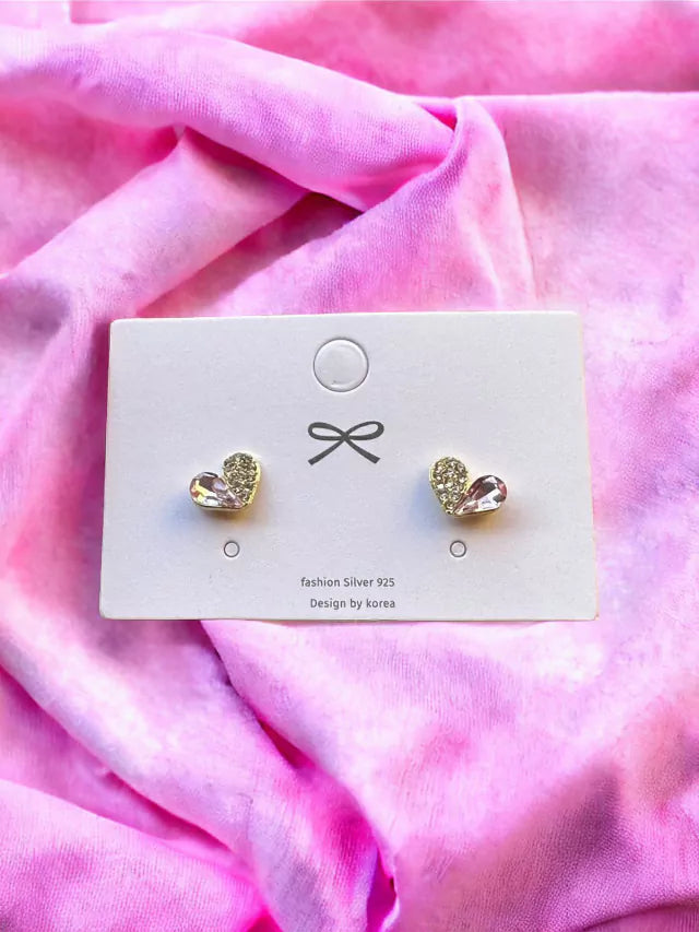 Aretes Corazón Poste De Plata E1375