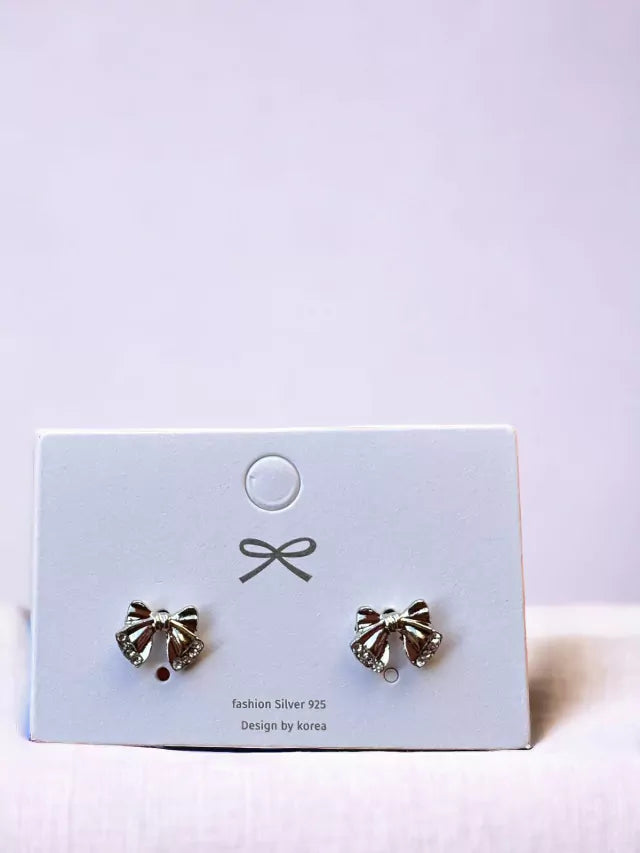 Aretes Moño Poste De Plata E1377