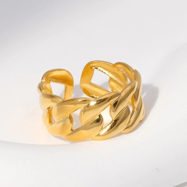 A42 Anillo cadena dorado Acero Inoxidable ajustable 5.5cm