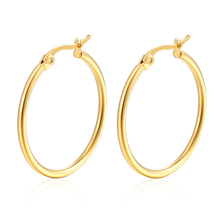 E3302 Arracada dorada acero inoxidable chapado en oro 18k 2x2cm