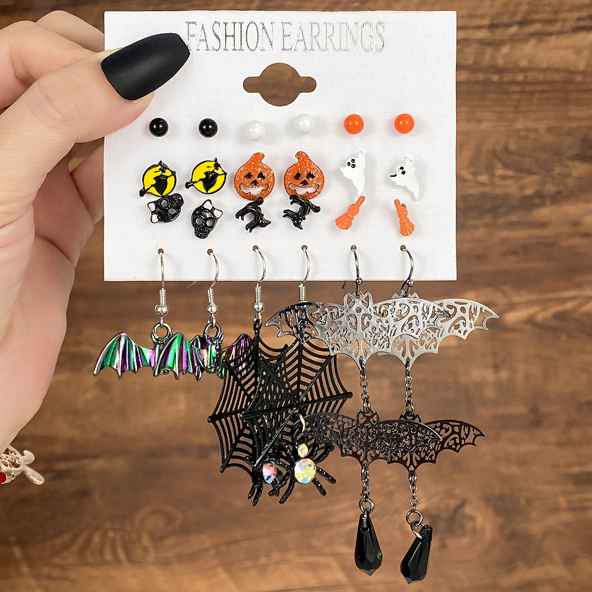 E4039 Conujto de aretes araña Halloween aleacion 7cm