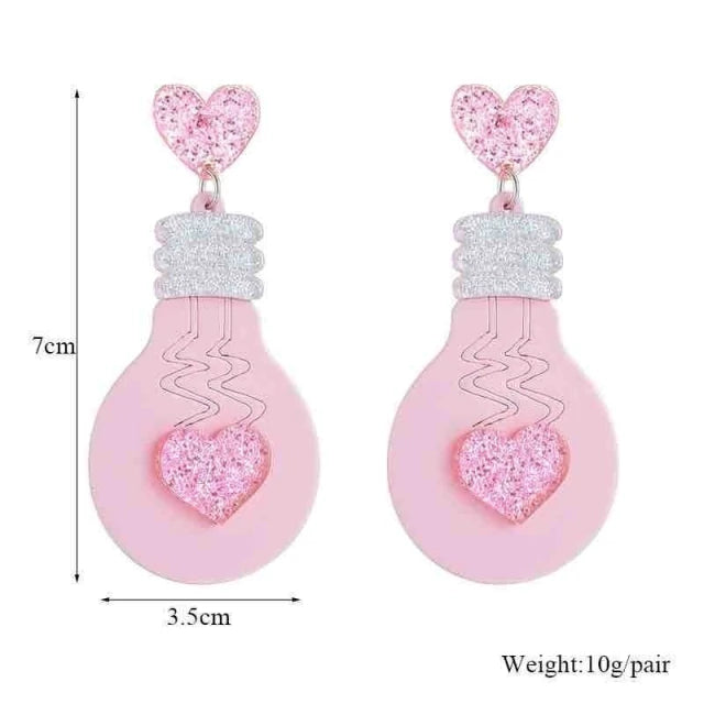 E945 Aretes Foco Corazón Rosa