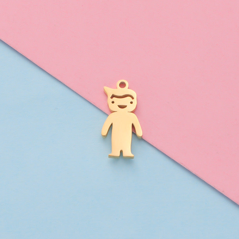 C296 Dije niño acero inoxidable chapado en oro 18k 1.5cm