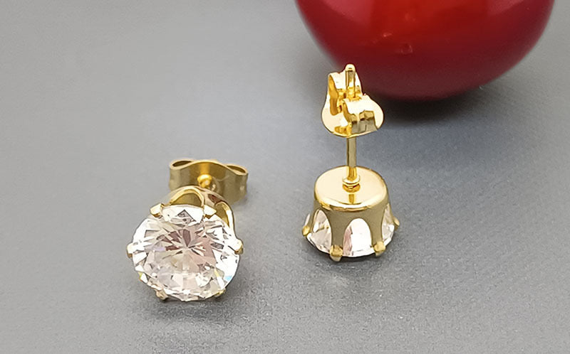 E2472 Aretes cristal acero de titanio 1cm