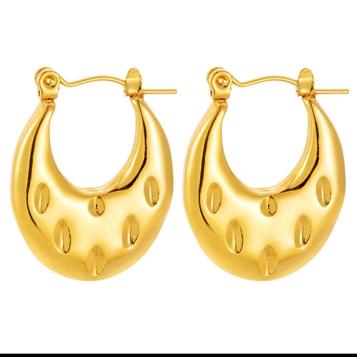 E5498 Arracadas ovaladas doradas acero inoxidable 3cm