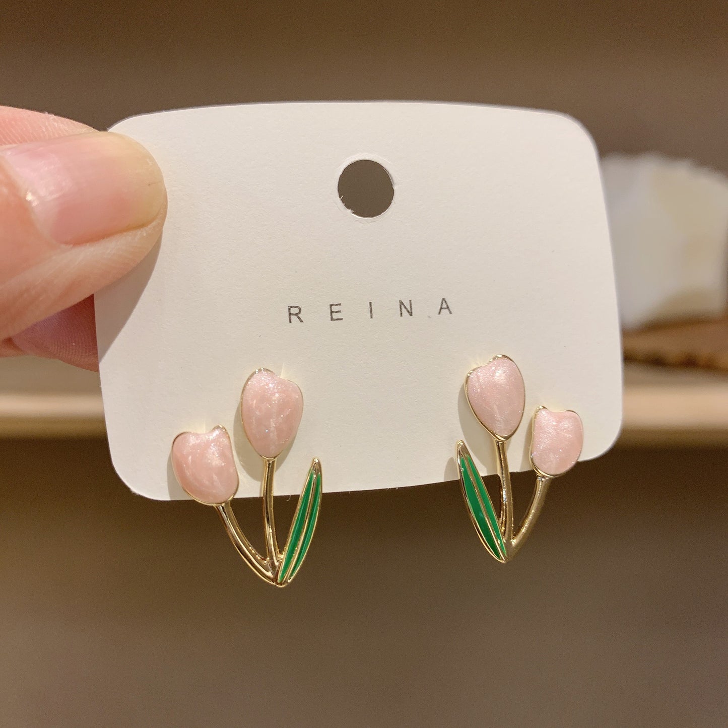 E3710 Aretes tulipán aleacion esmaltado 2cm