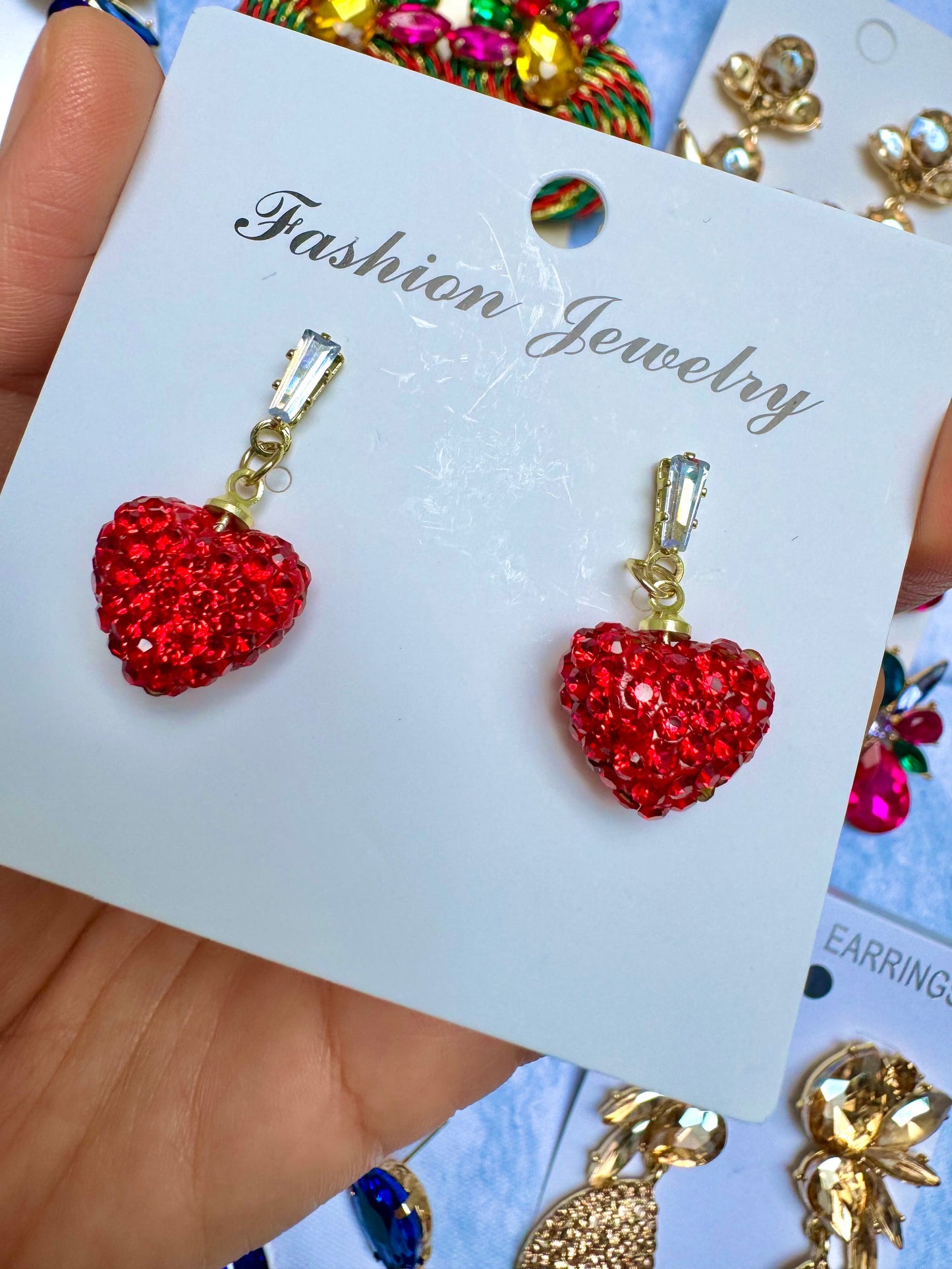 E1816 Aretes fresas incrustacion zirconia brillantes 3cm