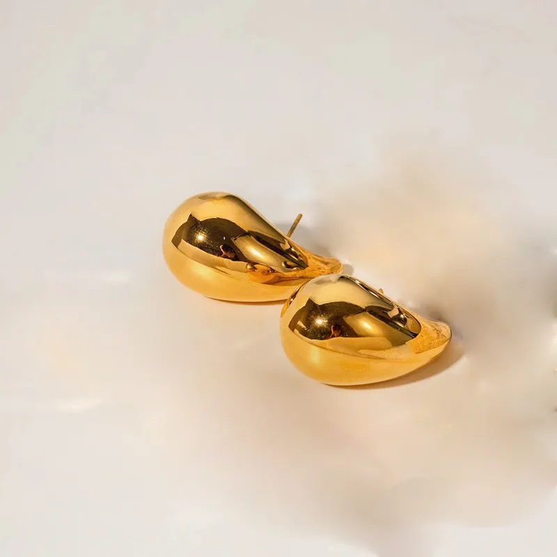 E2095 Aretes Gota Dorada Acero Inoxidable 3.5cm
