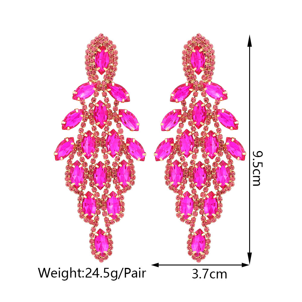 E3540 Aretes flor cristal rosa fiesta cobre 9cm