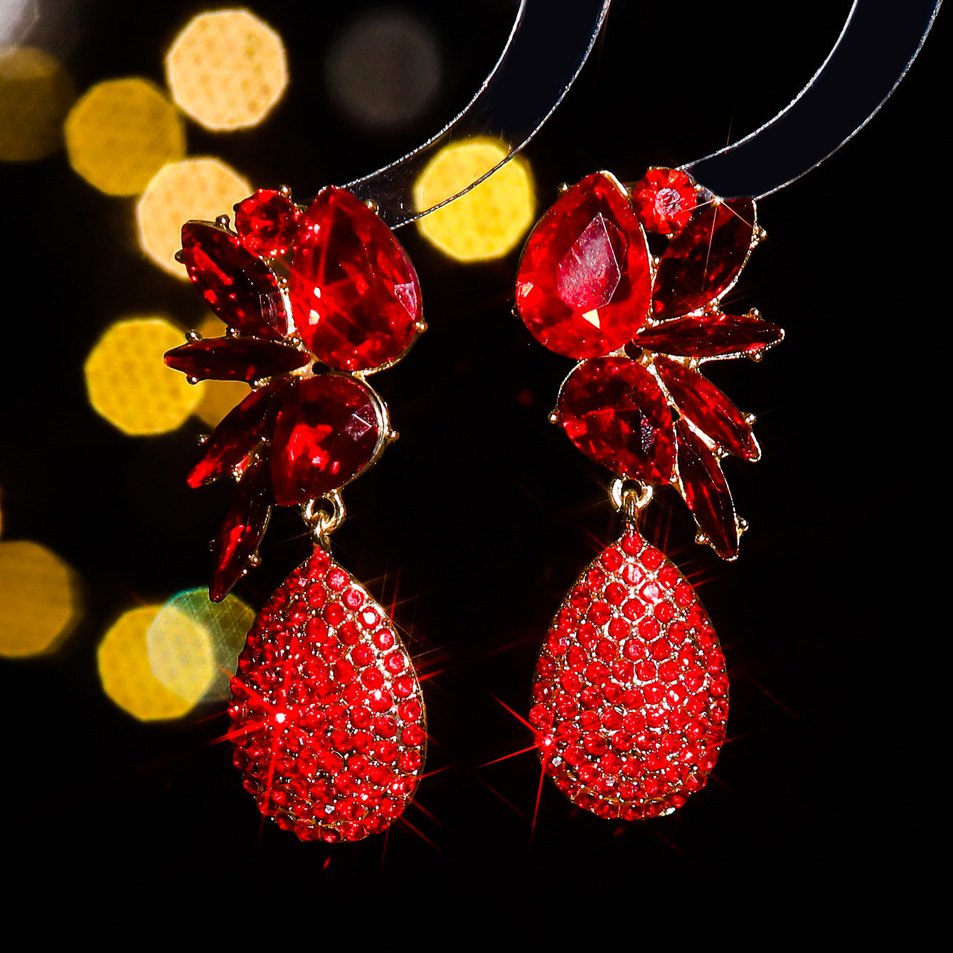 E5147 Aretes piña rojo acrílico brillante aleacion
