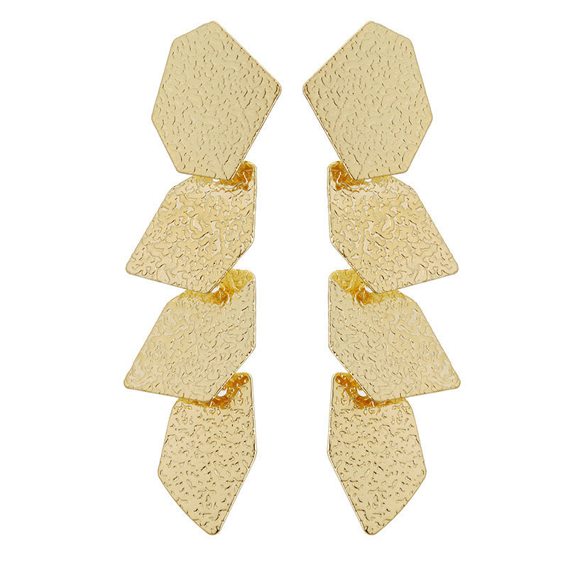 E7203 aretes pétalos dorados geométricos Vintage aleación 7 cm