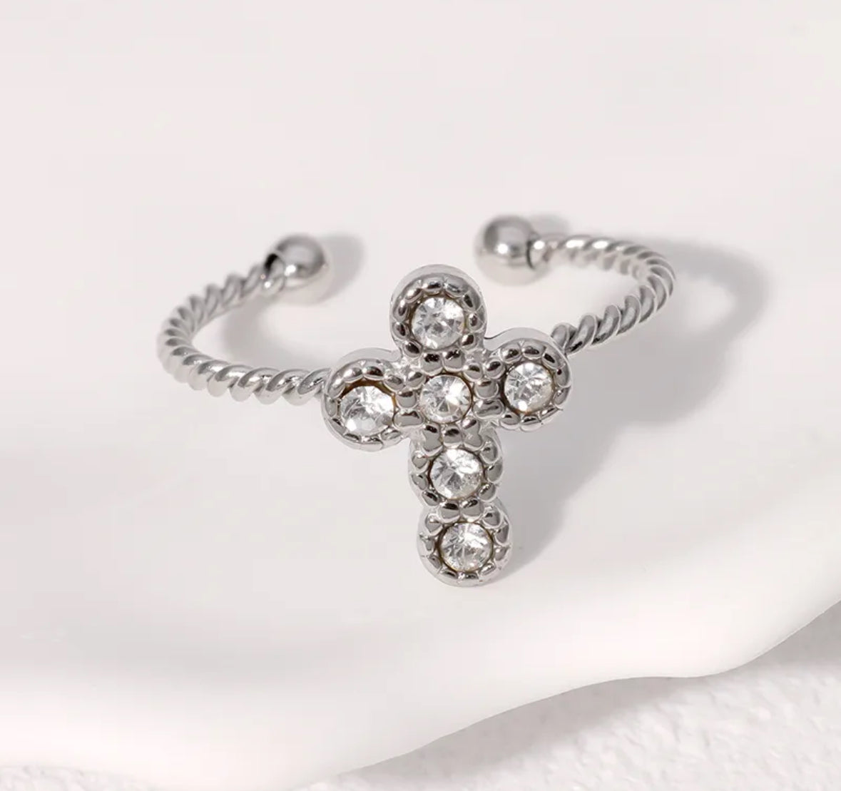A196 anillo cruz abierto acero inoxidable