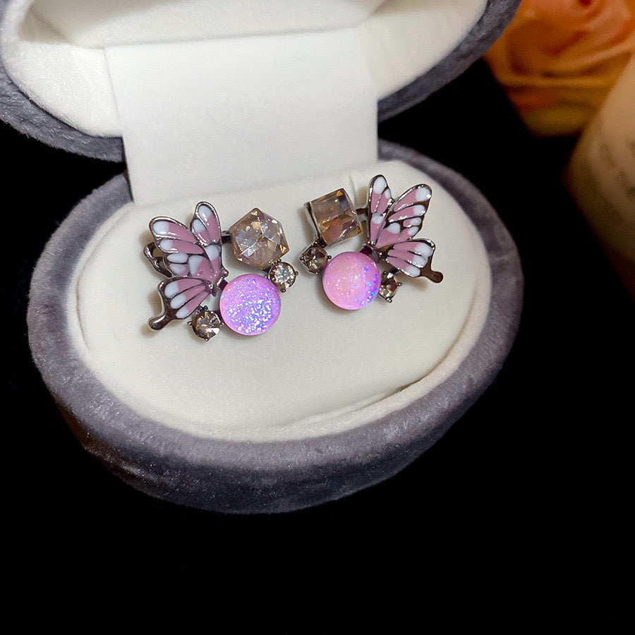 E4540 Aretes mariposa poste de plata 2cm