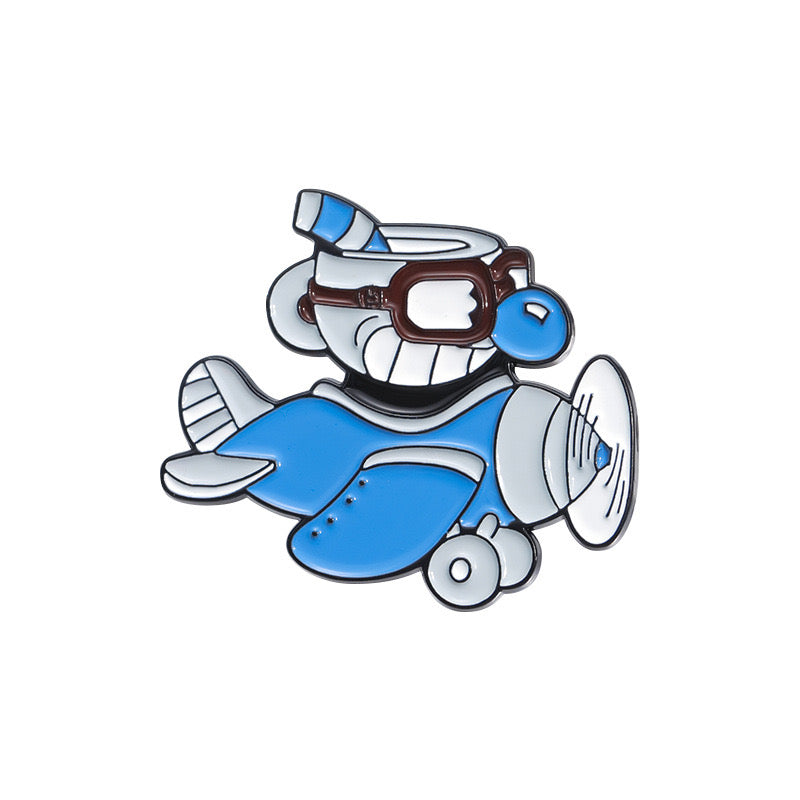 P91A Pin o broche para ropa cuphead azul