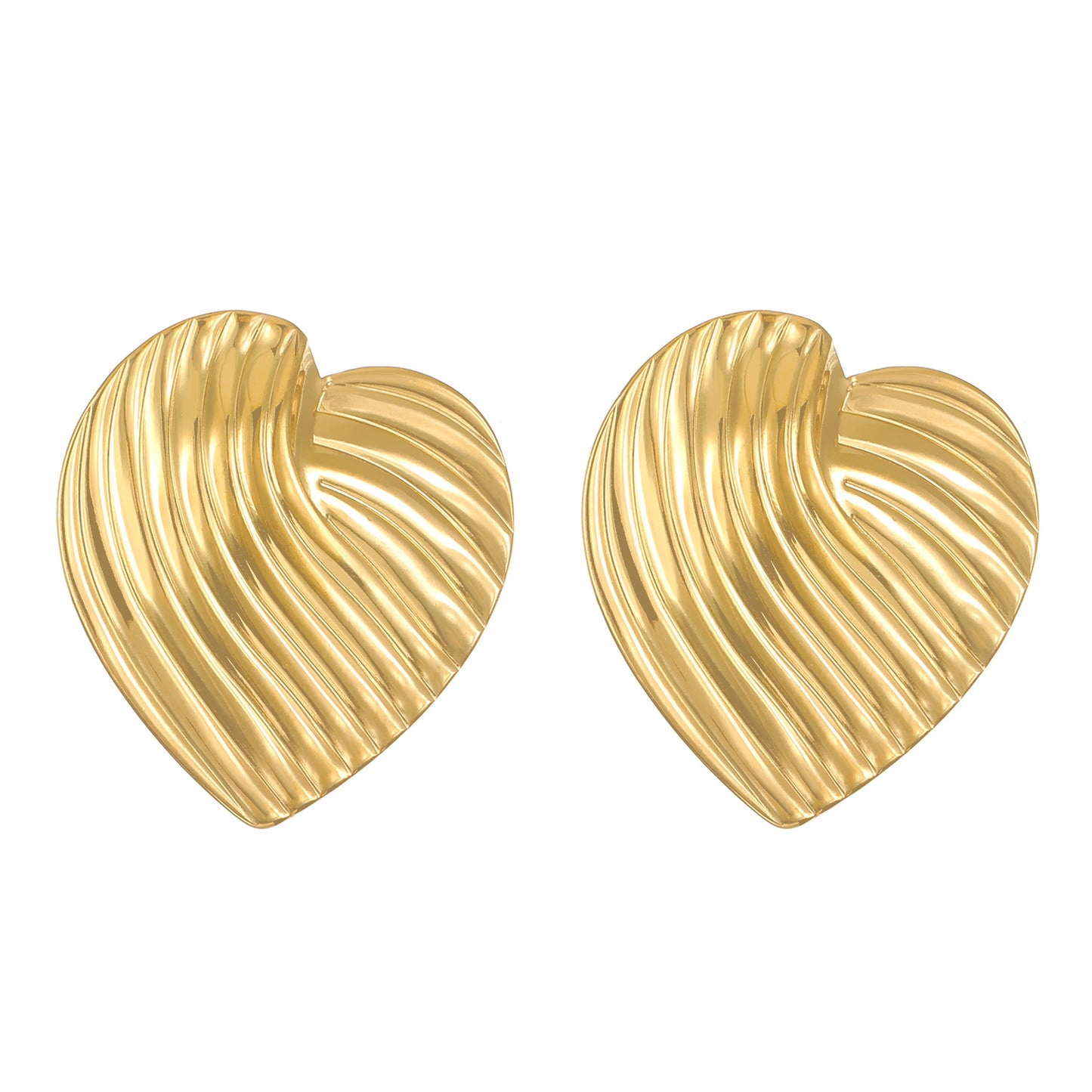E3470D Aretes corazon dorado acero de titanio 3cm