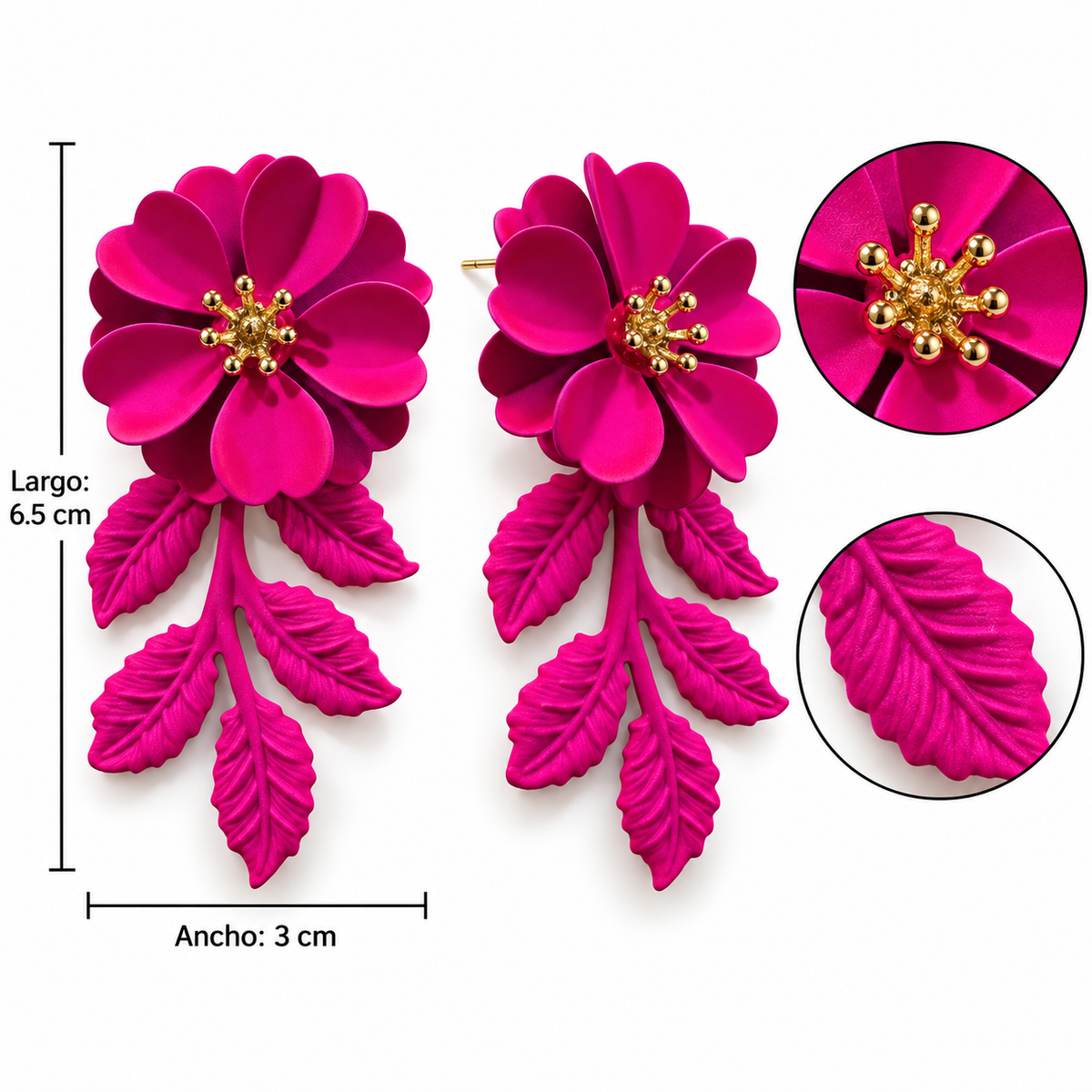 E7520 Aretes retro de flor con petalos de aleacion