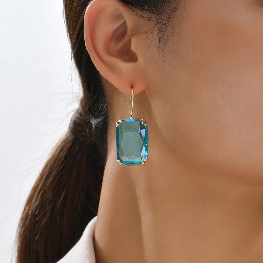 E3355A Aretes cristal azul aleacion 3cm