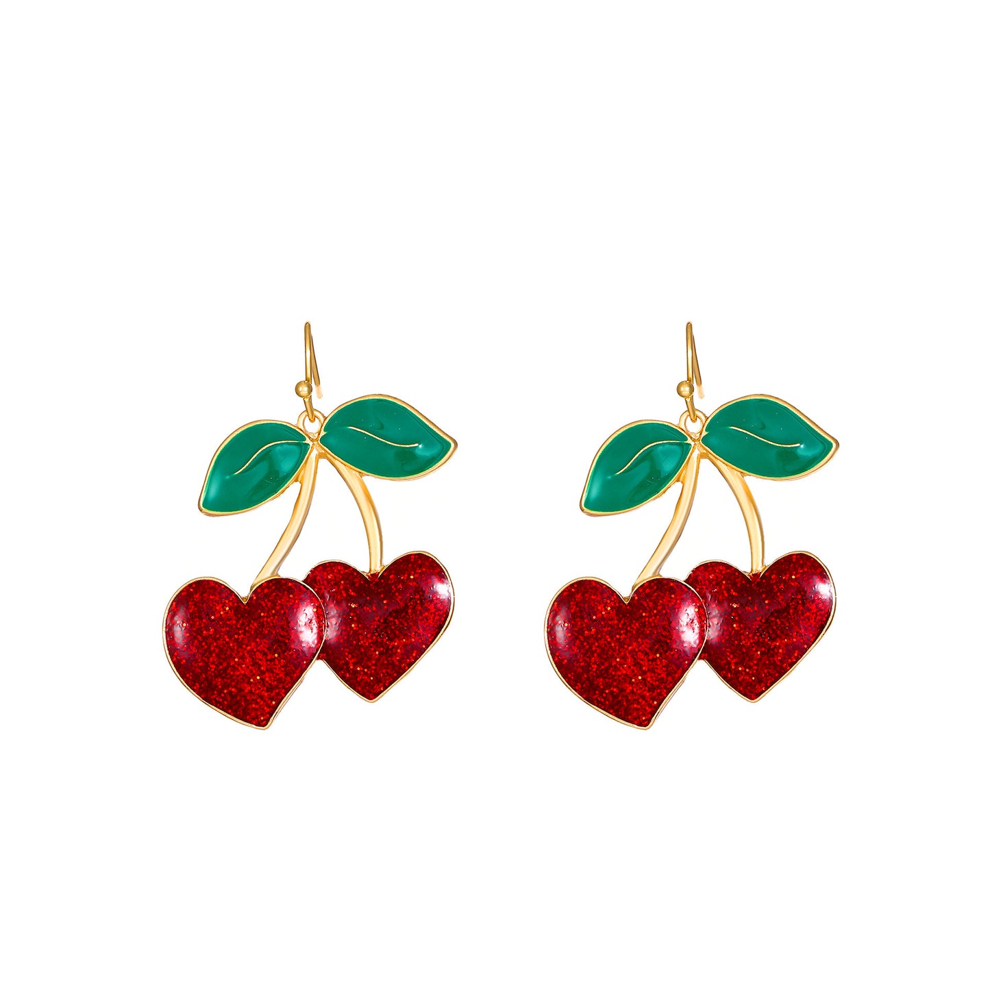 E2233 Aretes cereza brillante resina gancho 4.5cm