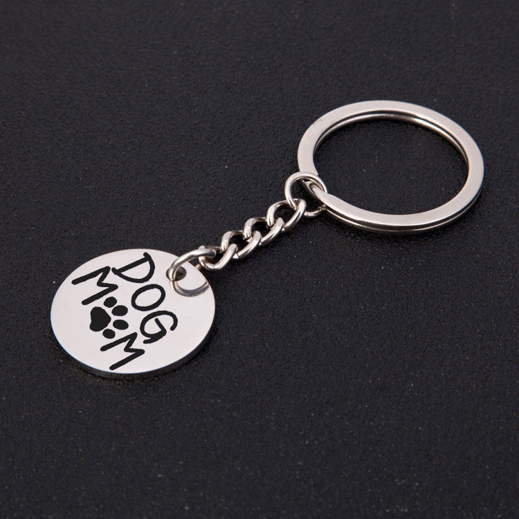 K43 Llavero Dog mom acero inoxidable 8cm