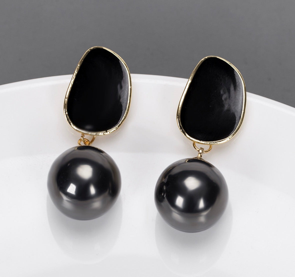 E7018 Aretes perla negra aleacion 3cm