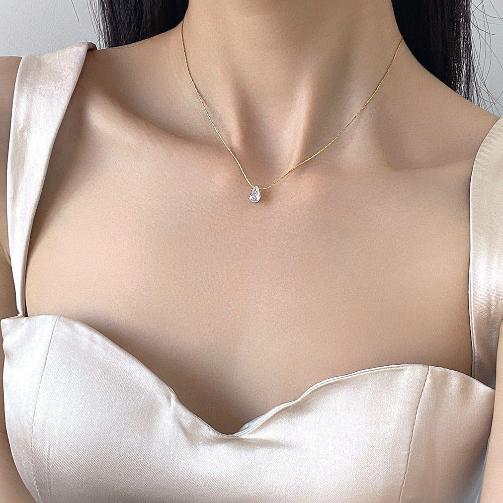 C572 Collar gota acero de titanio largo 24.5cm dije 0.9cm