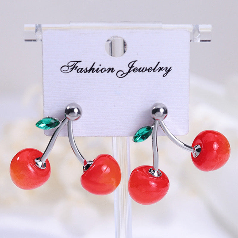 J449 Aretes cereza aleacion resina 3cm