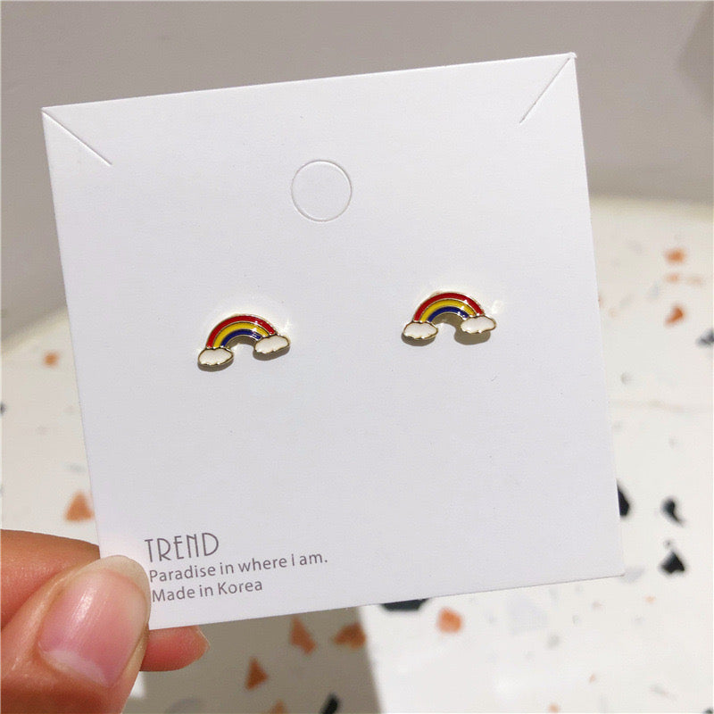 E2332 Aretes arcoiris metal esmaltado 1cm
