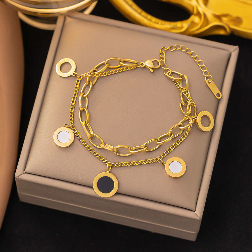 B191 Pulsera acero inoxidable doble