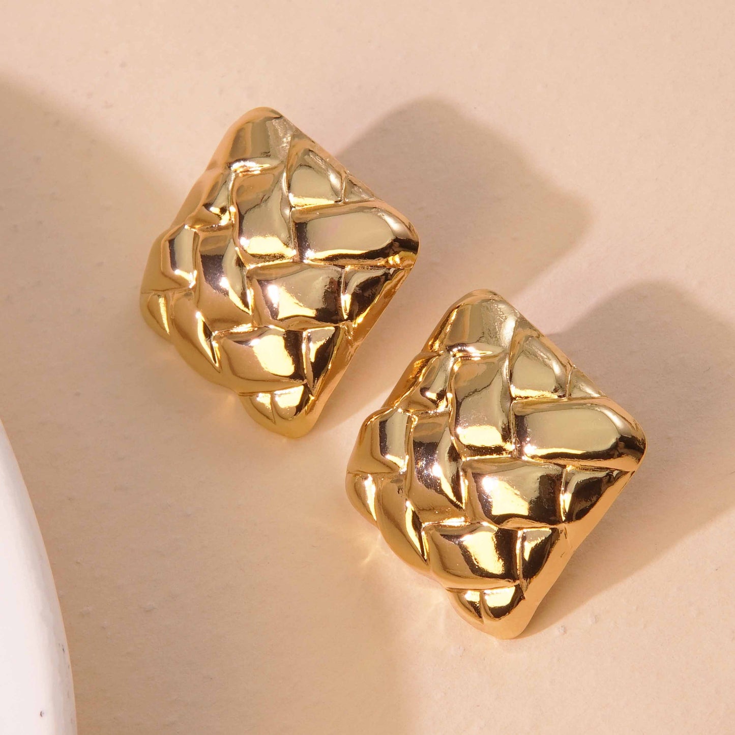 E2778 Aretes cuadro dorado acero inoxidable