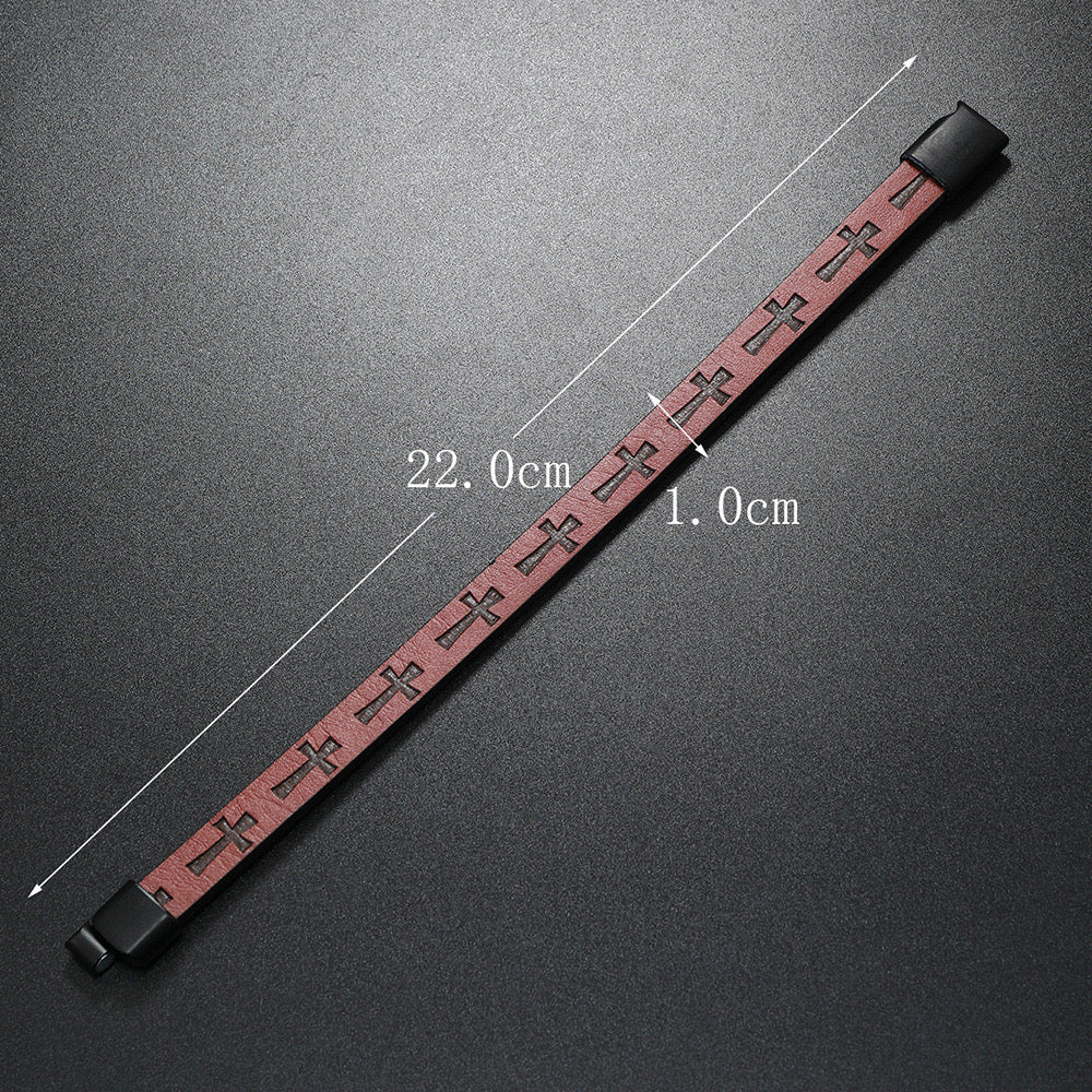 B330 Pulsera caballero cuero sintetico 22cm