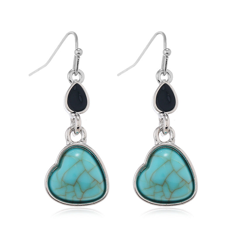 E3423 aretes colgante piedra azul 3cm