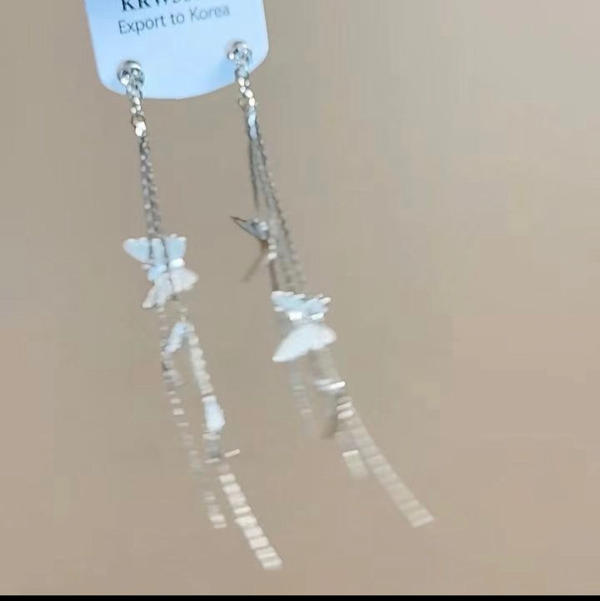 E5161 aretes colgantes plateado mariposas aleacion 7cm